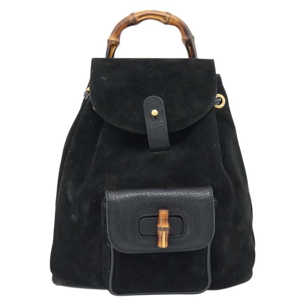 Gucci Bamboo Suede Backpack Black